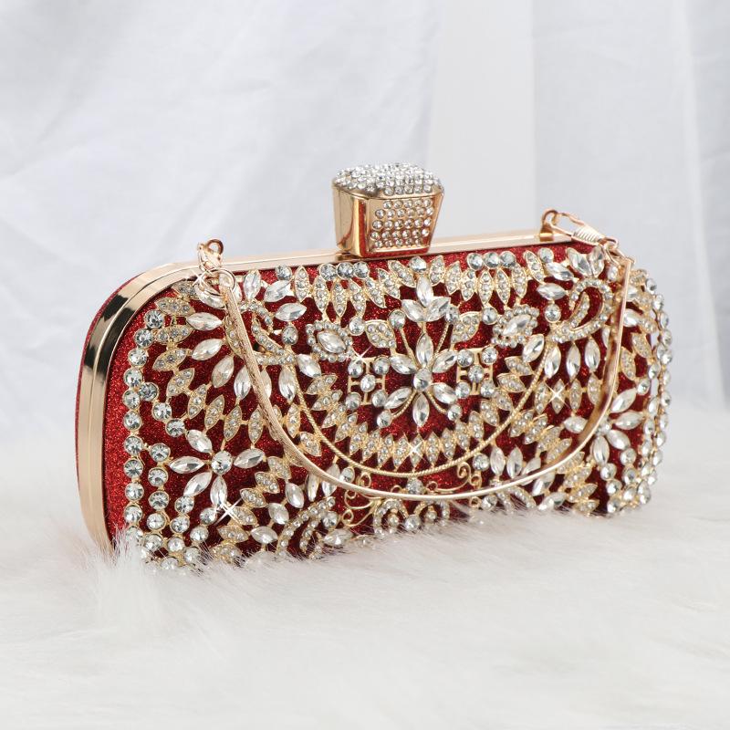 2023 Diamond Evening Clutch Bag For Women Wedding Golden Clutch Purse Chain Shoulder Bag Small Party Handbag With Metal Handle