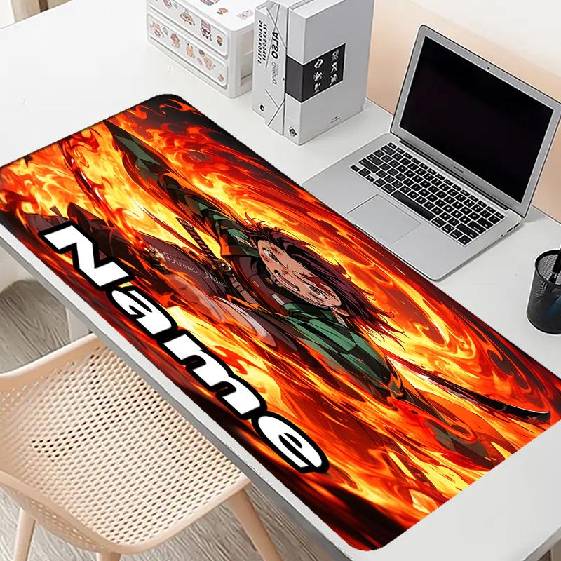 Custom Name Personalized Demon Slayer Pattern Mousepad, Laptop PC Desk Mat, Decorative Desk Mat for Home Keyboard Pad Gift