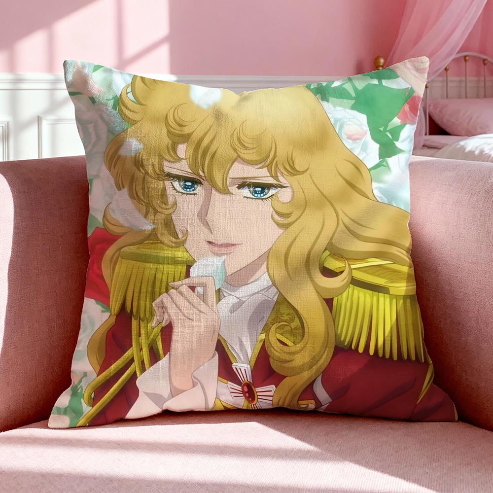 Anime T-The Rose of Versailles Cushion Cover Breathable Linen Pillowcase Summer Odorless Eco-Friendly Invisible Zipper Washable