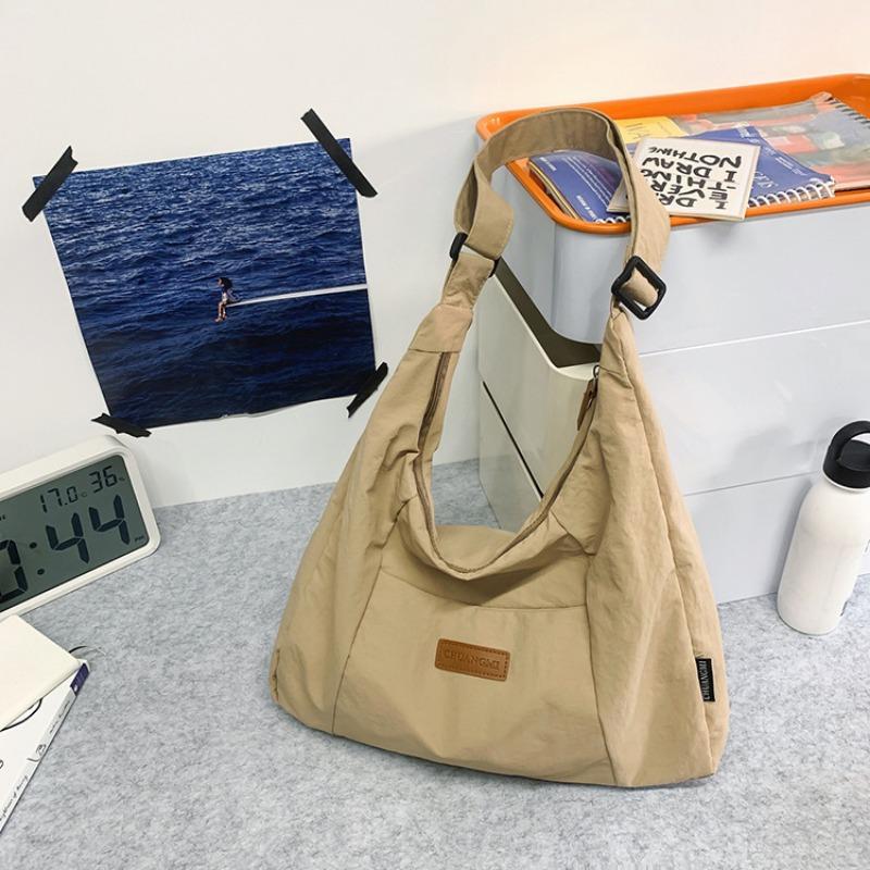 New student canvas bag fashionable solid color shoulder messenger bag large capacity tote bag casual