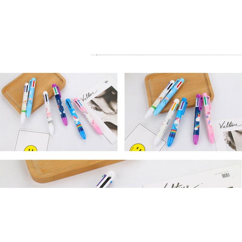 Cute Creative Cartoon 6 Color Retractable Ballpoint Pen For Students