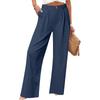 Women's Casual Fashion Wide Leg Pants High Waist Long Wide Leg Pants Button Long Pants With Pockets Casual Pants