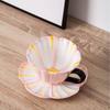 Flower Edge Ceramic Cup&saucer Painted Flower Shape Cups Dining Table Coffee Mug  Afternoon Tea Teacup Fruit Juice Container