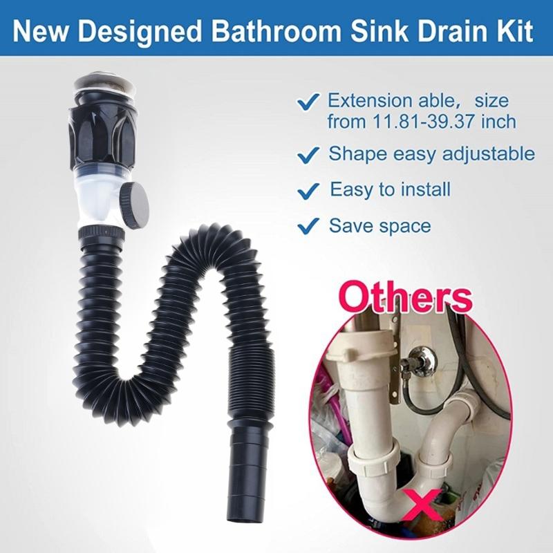 Universals Flexible Sink Drain Pipe Anticlogging Sink Strainer Deodorant Pipelines Insect Resistant Drain Pipe
