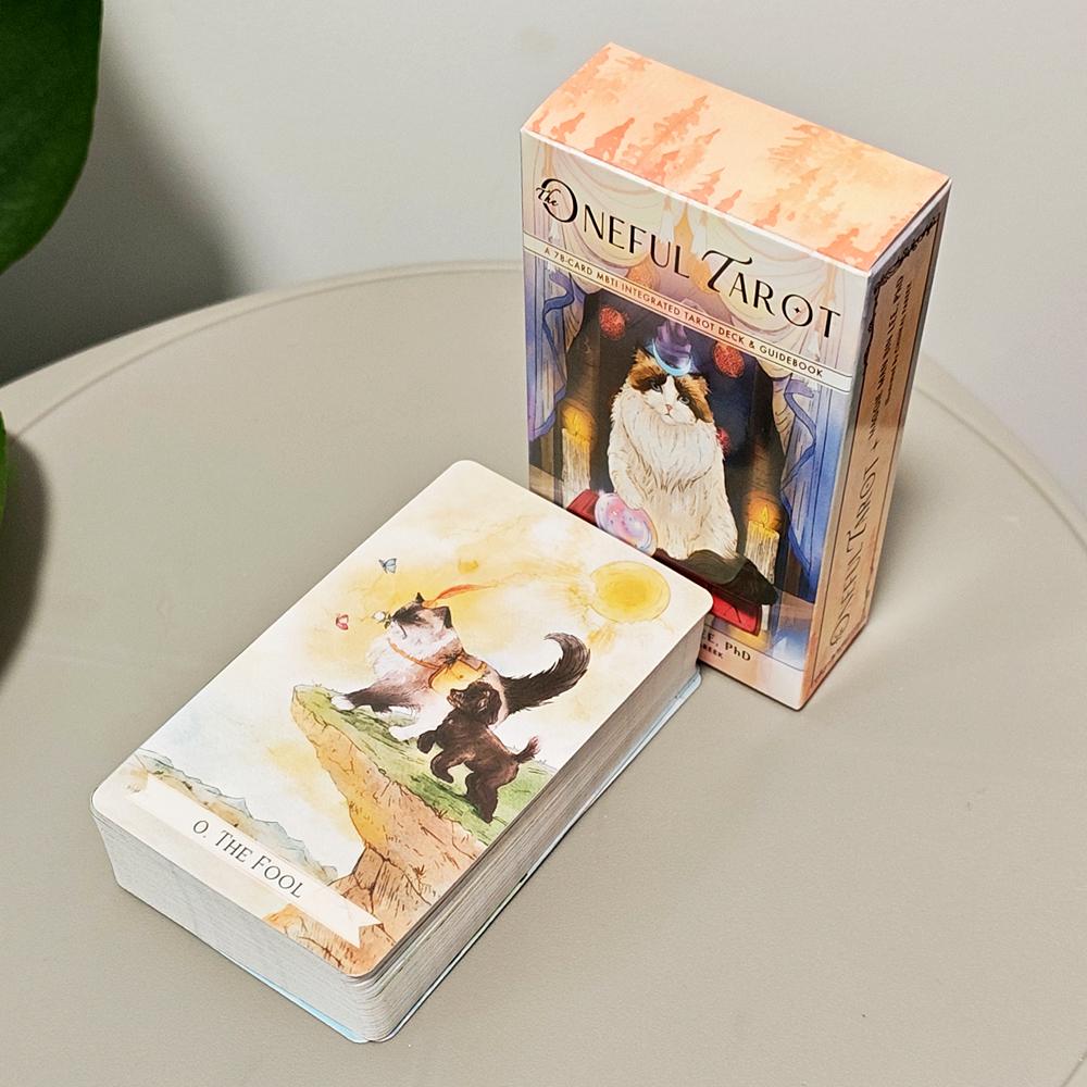 Oneful Tarot Deck 10.3*6cm 78-Card MBTI Integrated Tarot for Cat & Dog Lovers Kawaii Animal Art