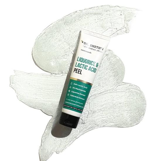 Dr. Sheth's Liquorice & 8.8% Lactic Acid (AHA) Chemical Peel For Even-Toned, Glowing Skin With 2% Niacinamide, Chemical Exfoliator For Unisex, 30g