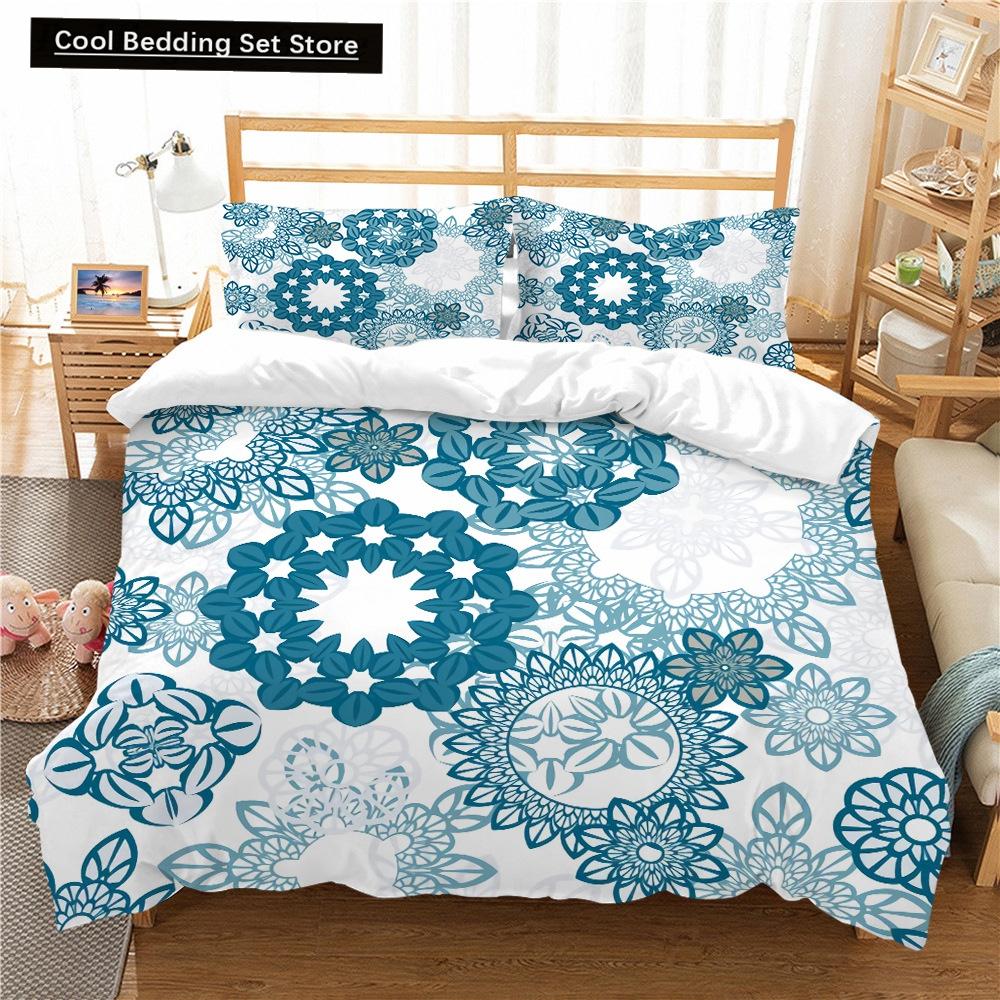 Bohemian Floral King Queen Duvet Cover Boho Mandala Cashew Flowers Bedding Set Exotic Tribe Style 2/3pcs Polyester Quilt Cover