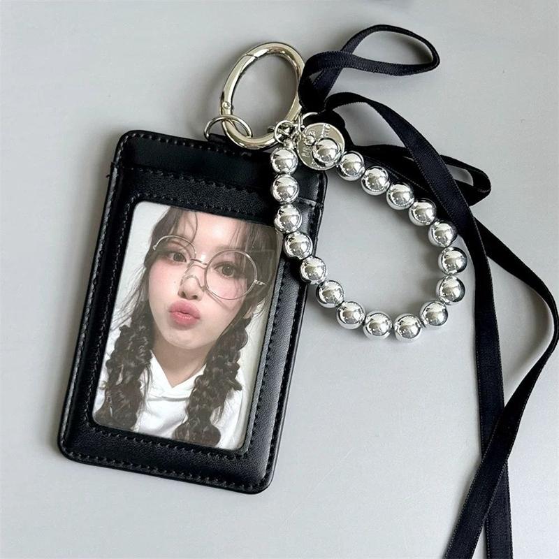 Ins Kpop Photocard Holder Keychain Korean Idol Photo Cards Sleeve Small Card Display Case Protector ID Cards Cover for Kpop Fans