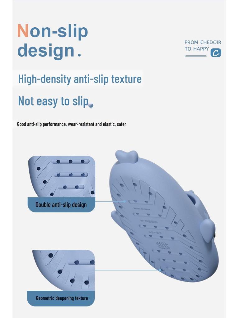 Shark II Cartoon Thick-Soled Non-Slip Summer Slippers for Kids & Babies