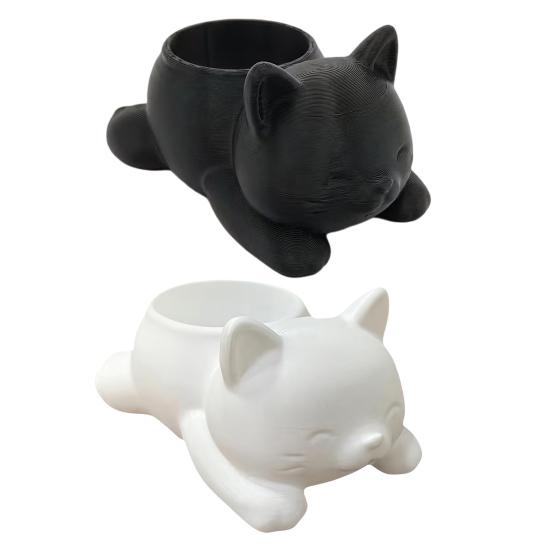 3D Printed Cat Planter Pot Lying Kitten Succulents Herb Plants Flower Pot Container for Indoor Outdoor Home Balcony Garden Decor