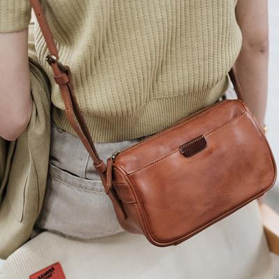 Retro First-Layer Cowhide Women'S Bag Season Leather Small Bag High-End Shoulder Bag Versatile Messenger Bag