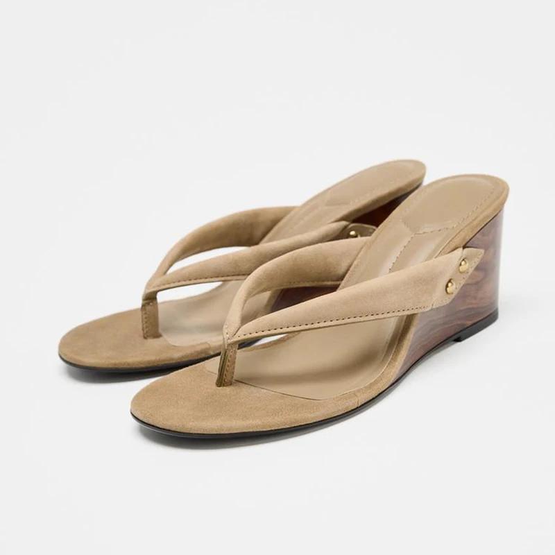 New Summer Fashion Wedges Heel Flip Flop Outdoor Clip Toe Women Gladiator Slippers Ladies Casual Dress Street Style Slides