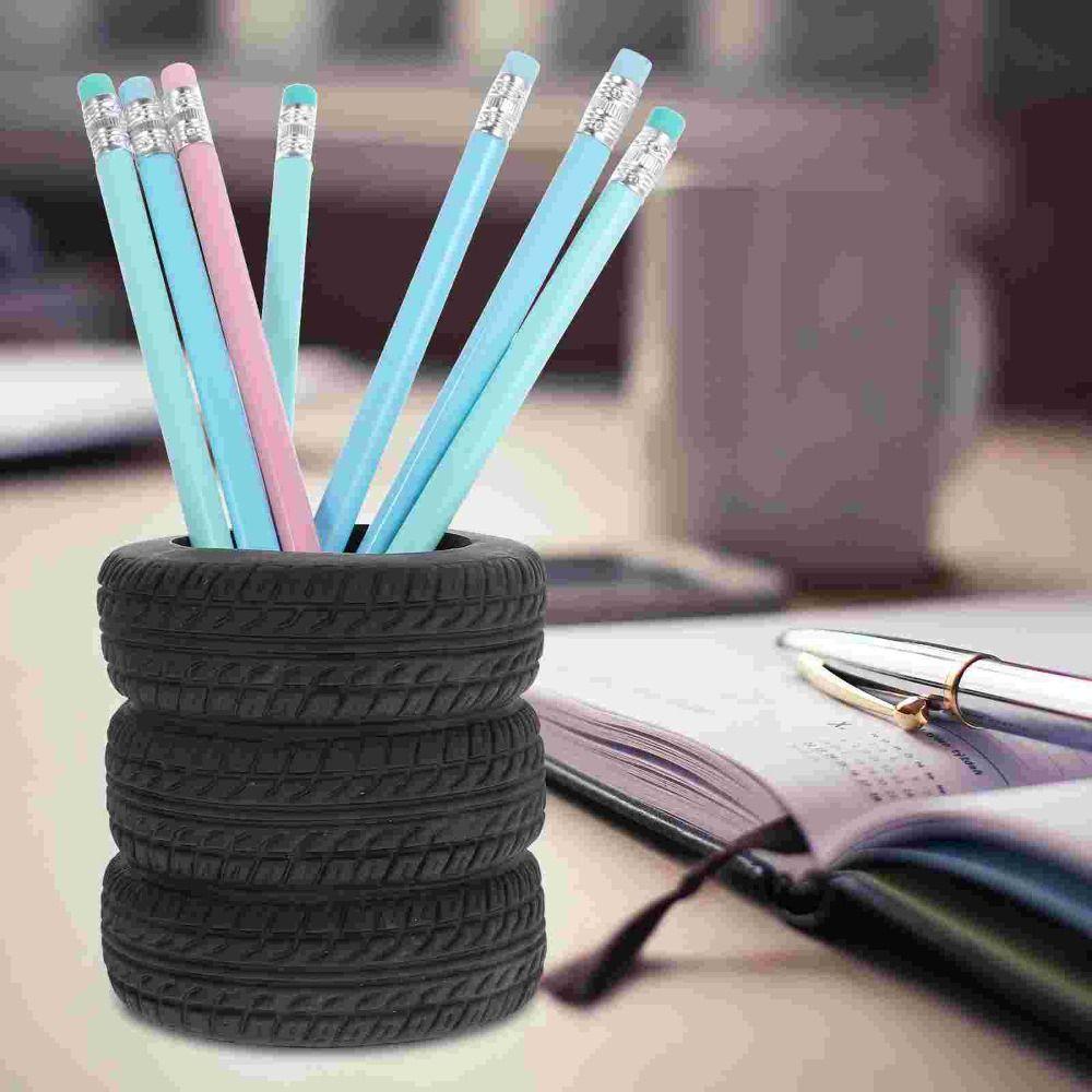 Stationery Storage Tire Shaped Pen Holder Black Stack Box Pencil Holder School Supplies