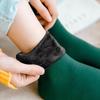 Unisex Fleece-Lined Mid-Calf Socks - Warm Plush for Autumn/Winter