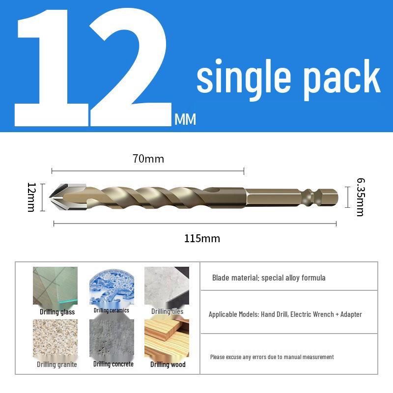 6mm Concrete & Glass Tungsten Steel Quad-Edge Tile Drill