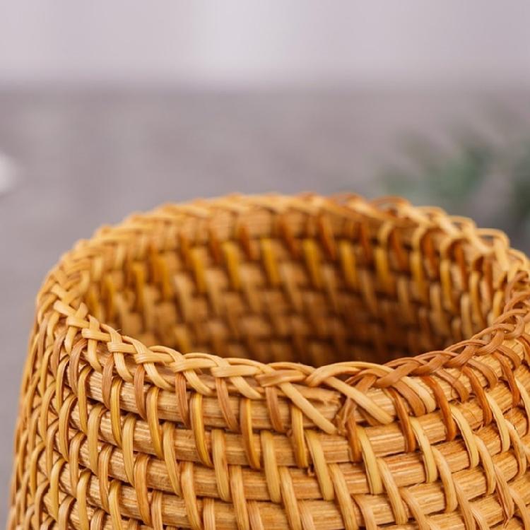 Natural Rattan Pen Stand Multipurpose Desktop Organiser Storage Container For Home Offices Desk Accessories Management