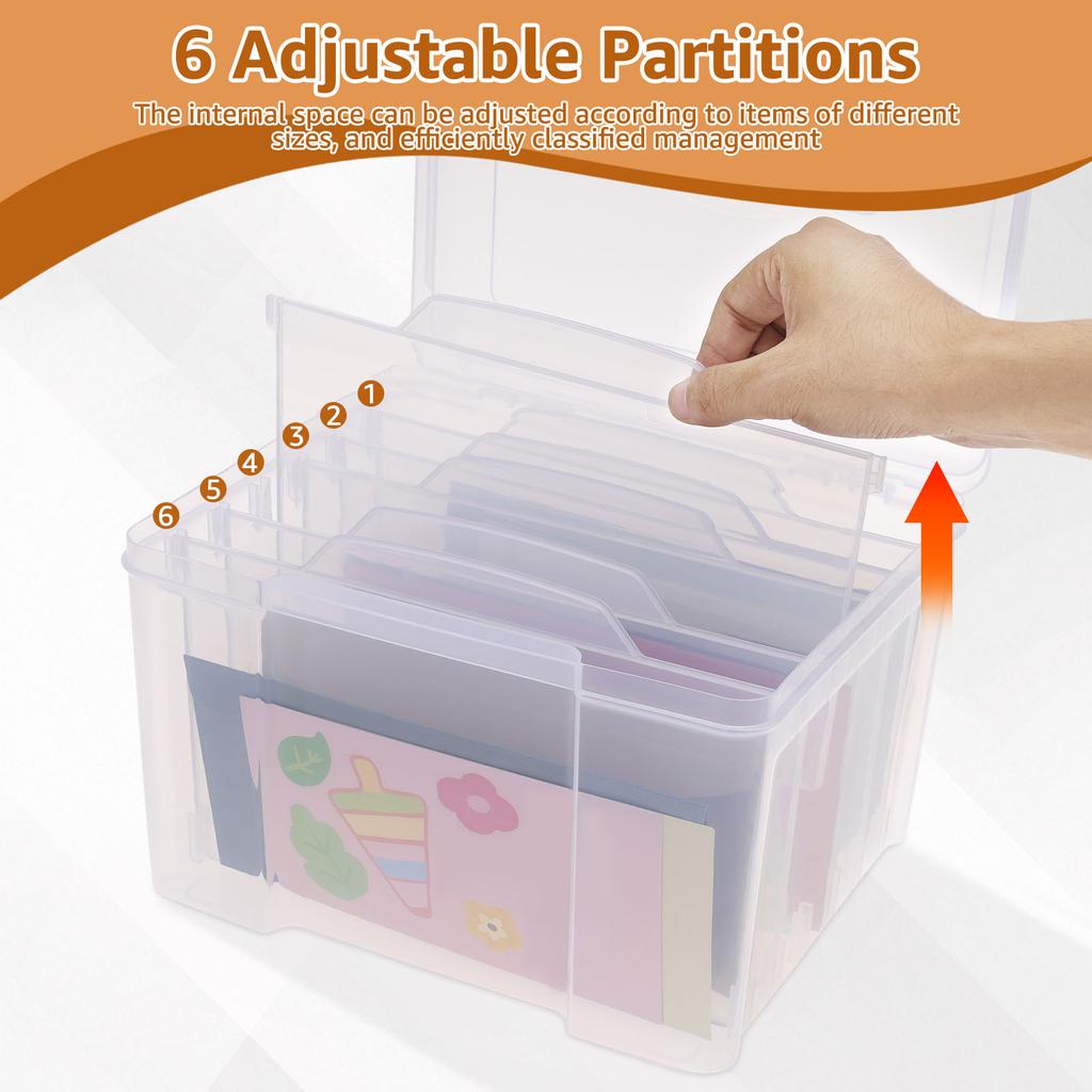 Aufbewahrungsbox für Grußkarten Foto-Organizer mit 6 herausnehmbaren verstellbaren Trennwänden und Aufklebern für Fotos Basteln Scrapbooking Karten