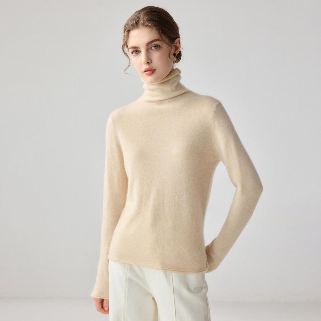 Women's Cashmere High-Neck Loose Pullover Knit Sweater
