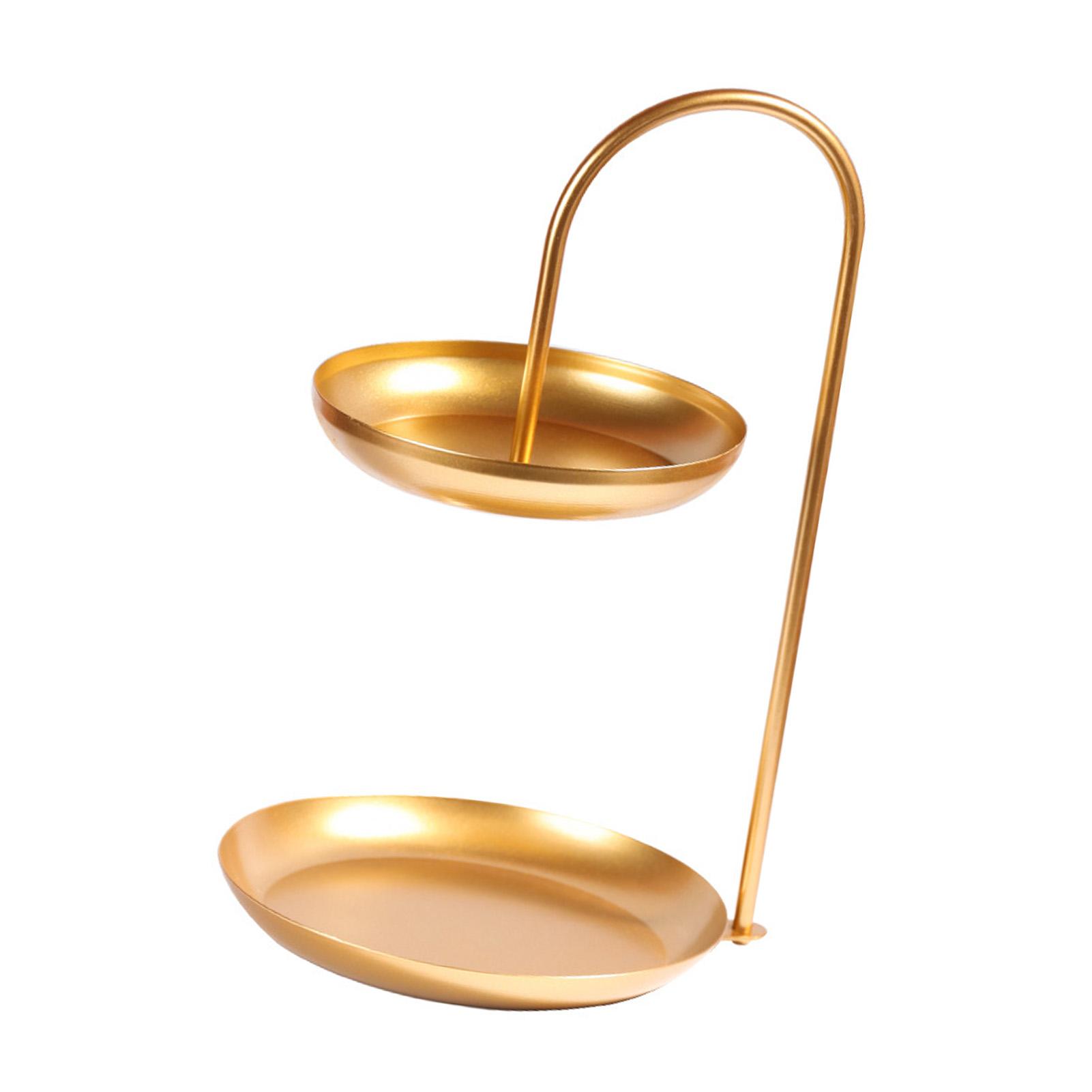 Двухуровневый настольный органайзер для украшений, железная подставка для демонстрации ювелирных изделий, закусок, десертов, поднос для хранения, башня, золото золотой