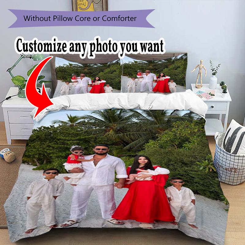 Customize Photo Customize Your Photo Bedding Set Breathable Duvet Cover with Pillowcases Home Decoration Birthday Gift