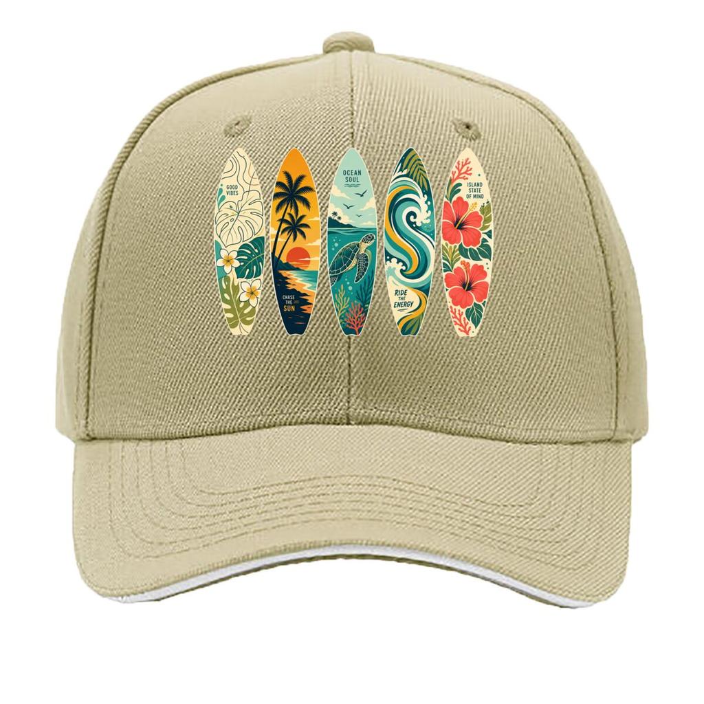 Tropical Surfboard Paradise Sunset C Sandwich Baseball Cap Sun Cap Outdoor Workouts Hat
