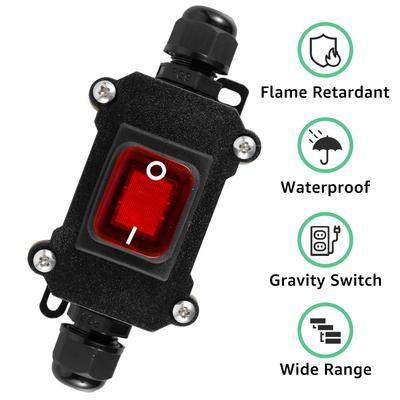 Inline Power Cord Switch Box 110V-220V 16A-20A Marine Rocker On Off IP67 Refitting Junction Box High Current Connetor Outdoor