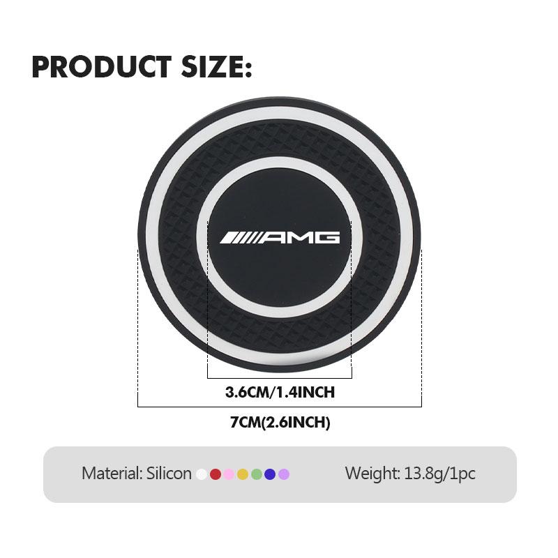 2pcs Car Anti Slip Insert Mat Coaster Water Cup Slot Decorate Pad For Mercedes Benz AMG A B C E S G Class W201 W210 W108 W205