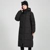 Womens Longline Knee-Length Gray Duck Down Puffer Coat With Hood Warm Winter Outerwear Students Couples