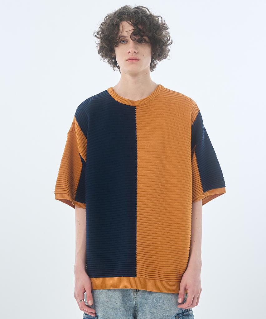 ZENSAI Combination Block Knit Yellow