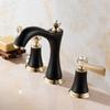 Matte Black 3 Pcs Bathroom Faucet Deck Mounted Black Painting 2 Handles Diamond Bathroom Bathtub Basin Mixer Tap Faucet