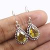 Teardrop Citrine Earrings, 925 Sterling Silver, Boho Gemstone Jewelry