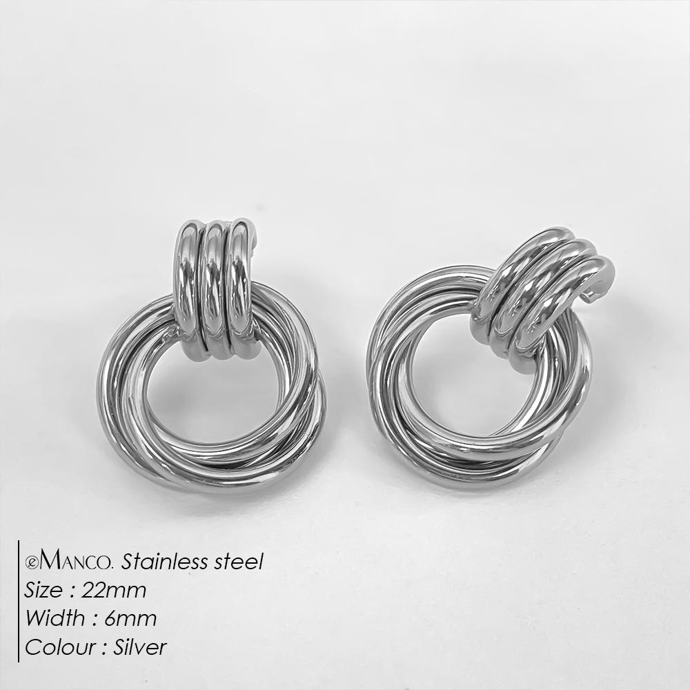 EManco Vintage Texture 18K Gold Plated Stainless Steel Hoop Earrings Women Geometric Circle Twist Fashion Jewelry