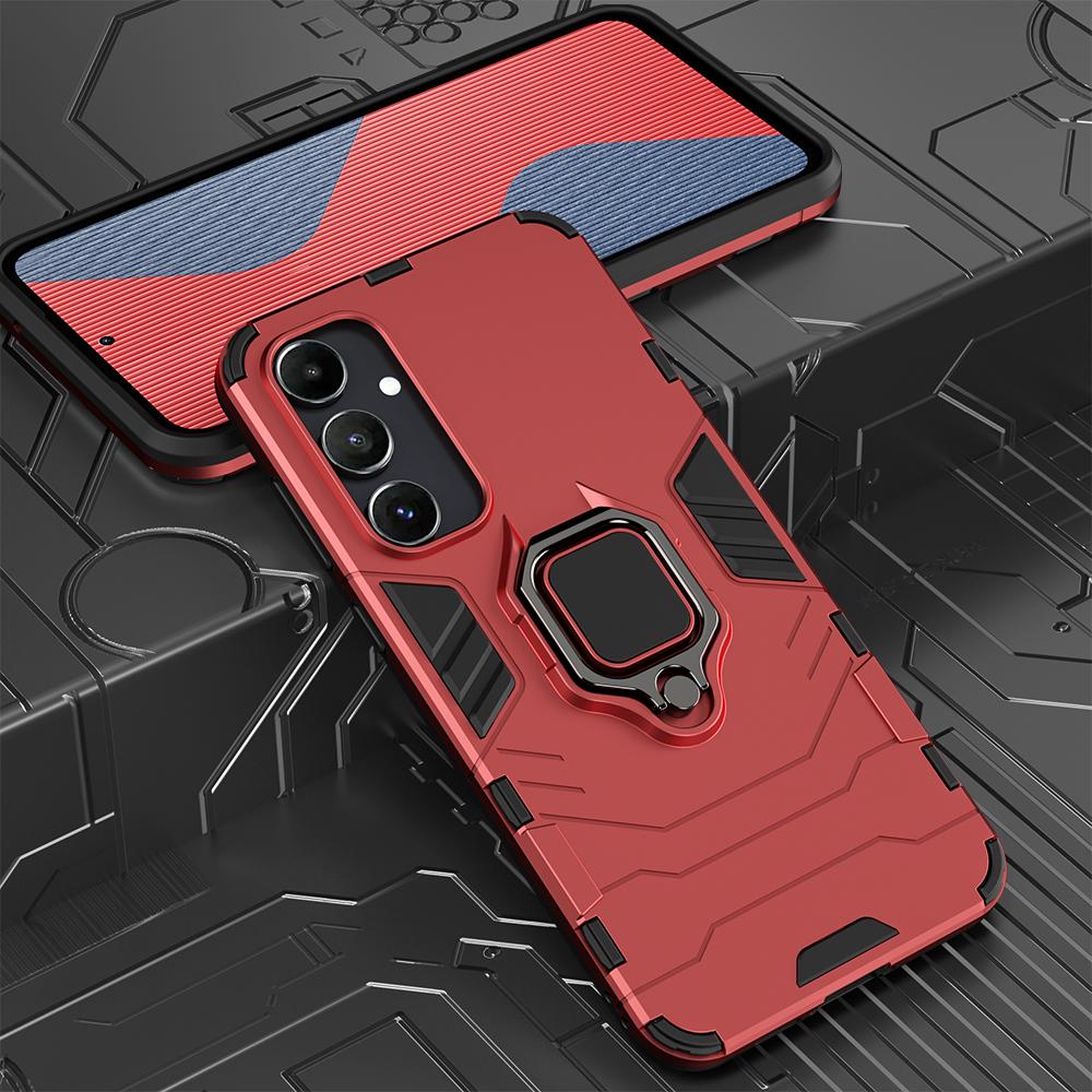 

Противоударный защитный чехол для Samsung A55 5G A35 A25 A15 A05, силиконовый + ПК, металлическое кольцо-подставка, чехол для телефона для Galaxy A05S for Samsung A55 5G красный