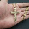 High Quality Womens Cross Necklace 316L Stainless Steel 60CM Chain Pendant Cross Gold Color Mens Necklace for Best Gift