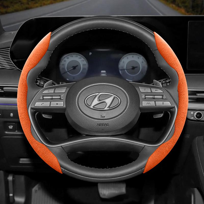 Suitable for Hyundai Anti-Slip Buckle Segmented Suede Steering Wheel Cover I30 Tucson I20 Accent I10 I40 Kona Ix35 Grand Elantra Solaris Creta Getz