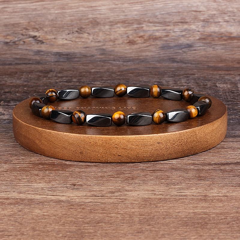 Natürlicher facettierter Tigeraugenstein Reiki-Armbänder Herren Mode Energie Hämatit-Perlen Armbänder für Frauen Seelen Schmuck Geschenk Pulsera