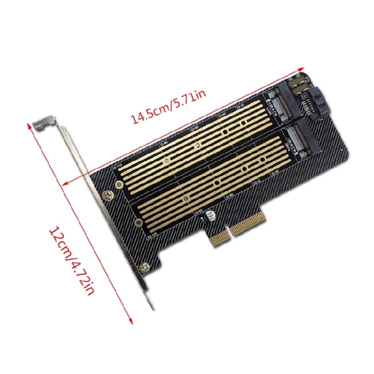 M.2 NVME Accelerator-kort Dubbla SSD-enheter till PCIE-adapterkort Stöder M+B-nyckel SSD-enheter till PCIE-omvandlare NVME-adapterkort