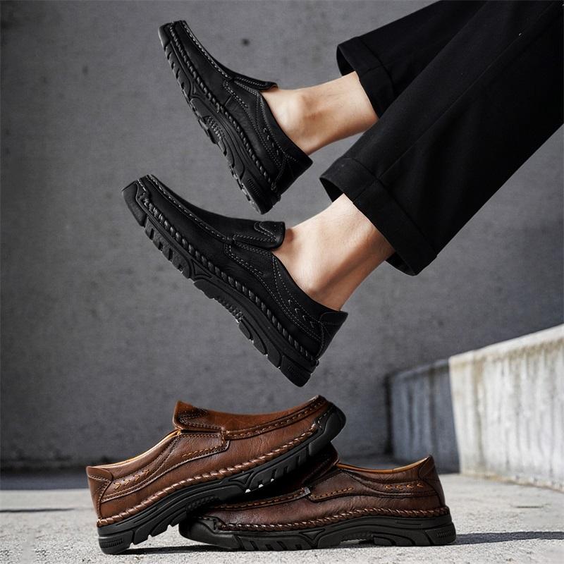 38-48 Men's Casual Shoes Handmade Rubber Soft Driving Car Men's Shoes Outdoor Waterproof Boots Men's Shoes Men's Genuine Leather Moccasins