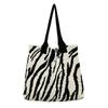 Trend Zebra Pattern Crochet Bag Large Capacity Women Handbag Shoulder Bag Simple Knitted Tote Bag for Teen Women Girls Bolsa