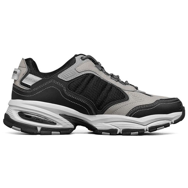Skechers Vigor 3.0 Malla Cuero Sintético Cordones Duradero Transpirable Aumento de Altura Caña Baja Zapatos de Papá Zapatillas Hombre Gris Negro 237145-GYBK