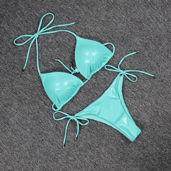 2 Pcs/Set Women Bikini Set Smooth Surface Reflective Padded Wire Free