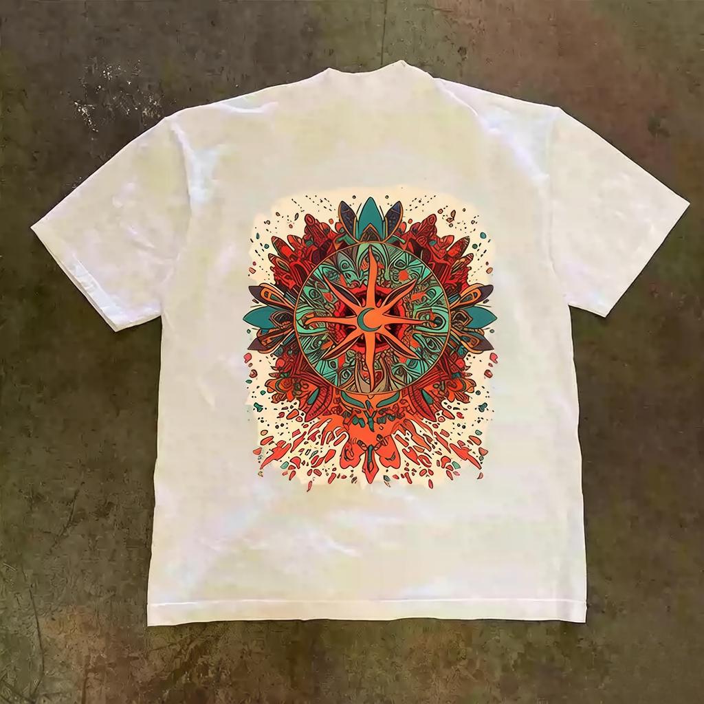 Vibrant Sun Graphic Y2K T Shirt Unisex Heavyweight Cotton Short Sleeve Tees Not See Through Summer Streetwear Casual Fashion Tops