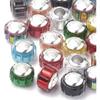 10/25/50 Stück Rondell-Glasperlen im europäischen Stil, großes Loch, facettierte Schiebe-Charm-Perlen mit Silber für die Herstellung von Leder-Makramee-Schmuck