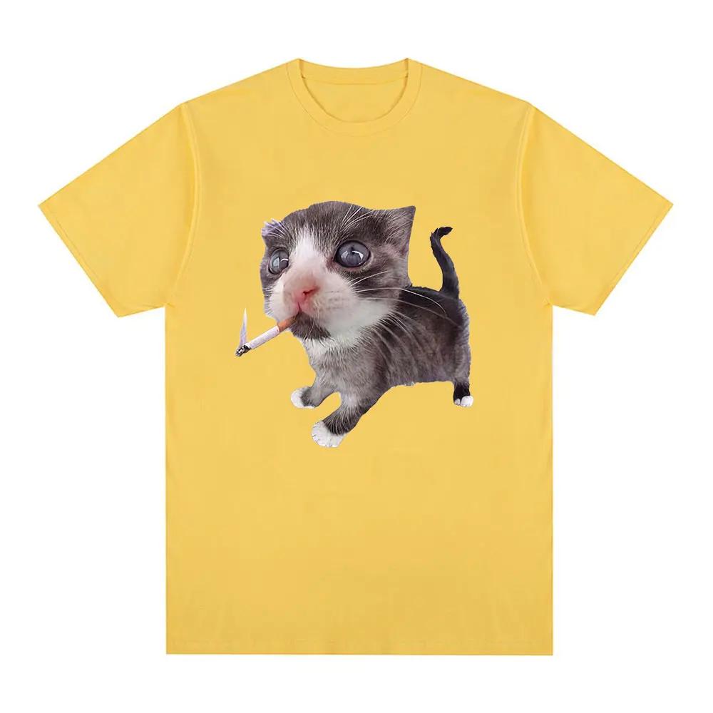 Funny Smoking Cat Meme Cigarette Kitten Graphic TShirt Women Clothing Fashion Vintage Tshirts Casual T Shirts
