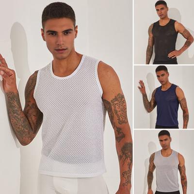 Chaleco para Hombre Ligero de Secado Rápido Transpirable Malla Color Sólido Cuello Redondo Sin Mangas Casual Camisetas sin Mangas Ejercicio Fitness Camisola