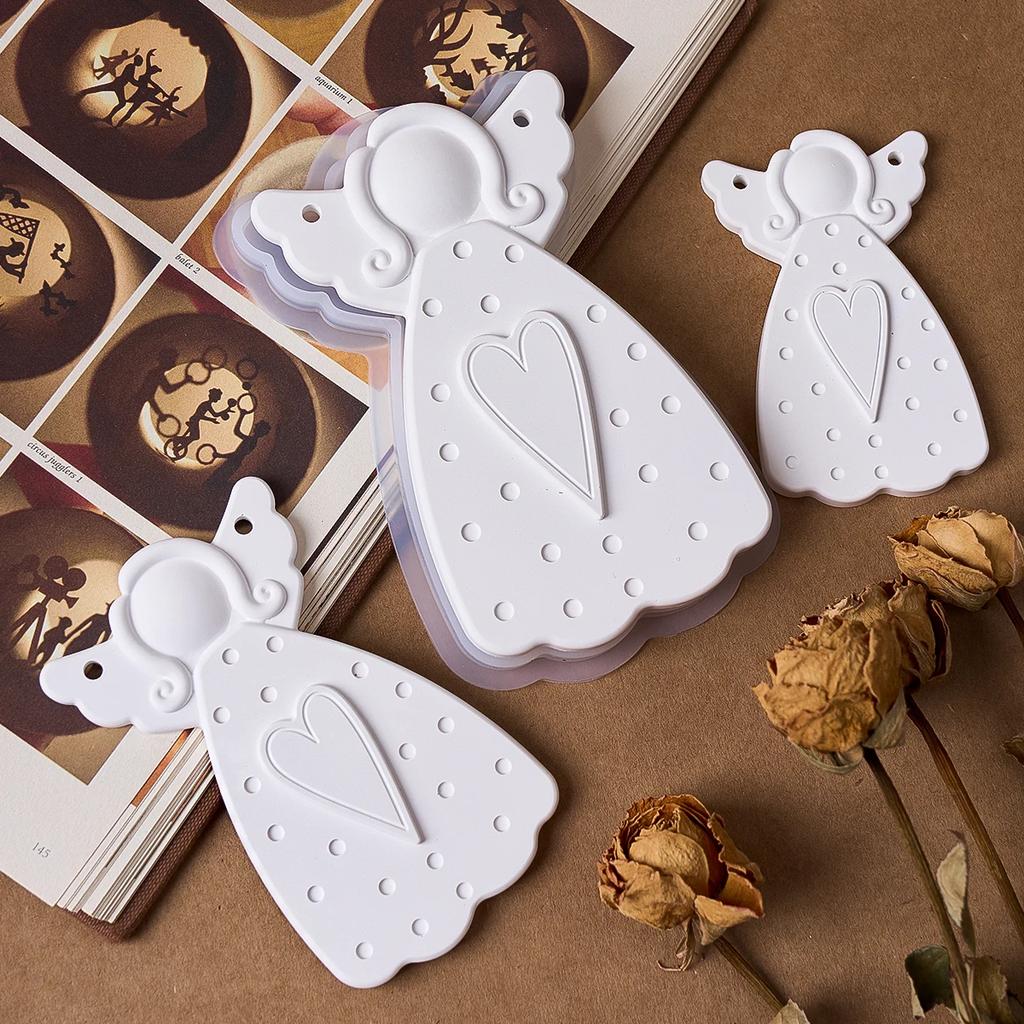 DIY Faceless Angel Silicone Mold Christmas Tree Hanging Ornament Plaster Concrete Resin Mould Heart Dot Texture Dress Girl Craft