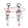 Cute fuzzy kitty cat heart bow keychain Plush Bear kitten doll kawaii bow pearl heart Keyring Backpack Bag Pendant for Women