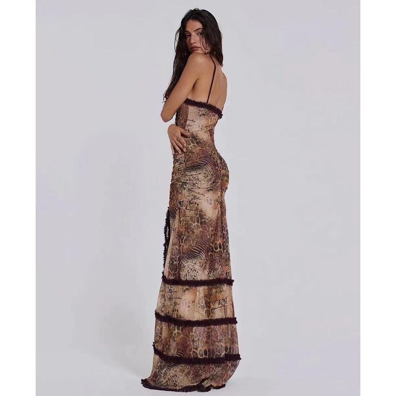 

Jaded London Beauty Coming Sexy Sexy Wild Cut Out High Slit Lace Tiered Skirt Long Dress Color M