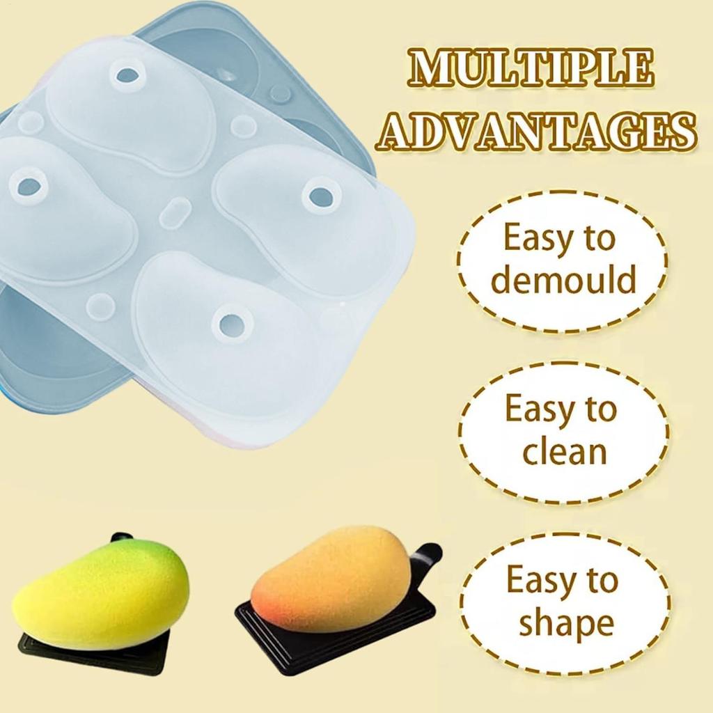 3D Mango Silicone Mold 4-Cavity Food Grade Mousse Cake Molds Kitchen Baking Tools for Wedding Party Desserts Pastry Bakeware