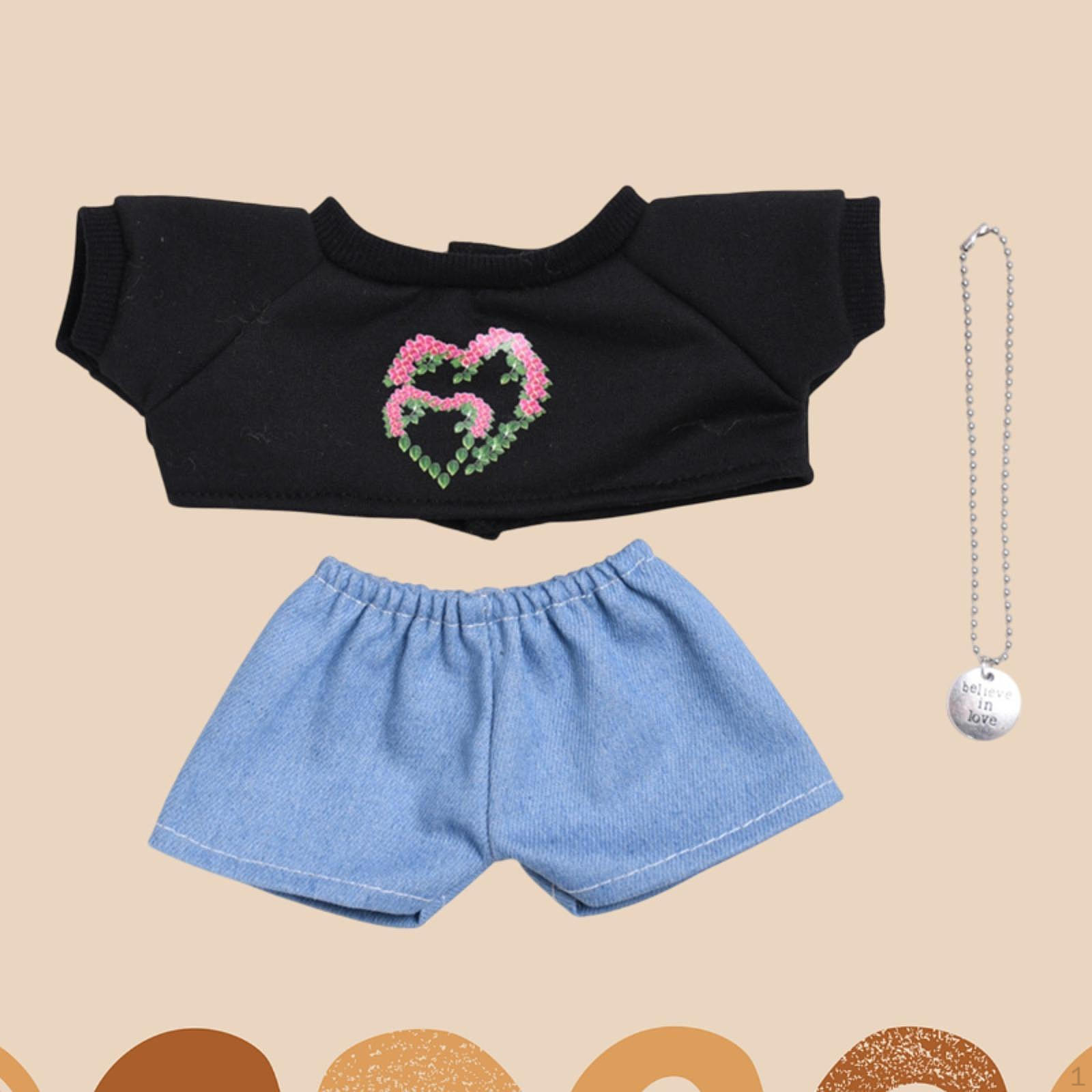 

Костюм из 3 предметов: футболка и брюки, ожерелье, одежда ручной работы для 38 см, наряд на день рождения Black Blue